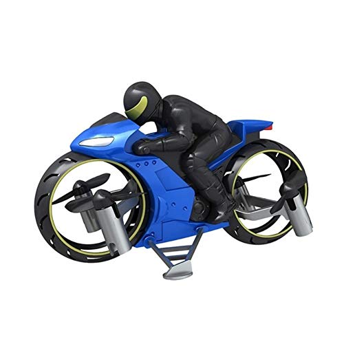 FLLOVE Los niños de la Motocicleta eléctrica de Control Remoto RC Car Mini Moto voladora Moto Coche teledirigido Quadcopter Motocicleta Aviones no tripulados (Color : BU)