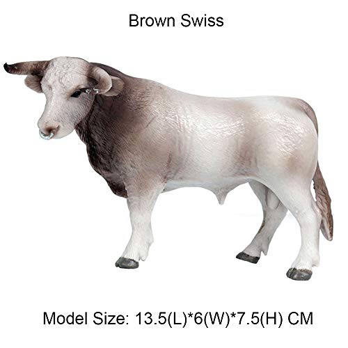 FLORMOON Marrón Suizo Figurines Realistic uguete de Toro Animal Figure Early Educational Toys Science Project Christmas Birthday Gift for Kids