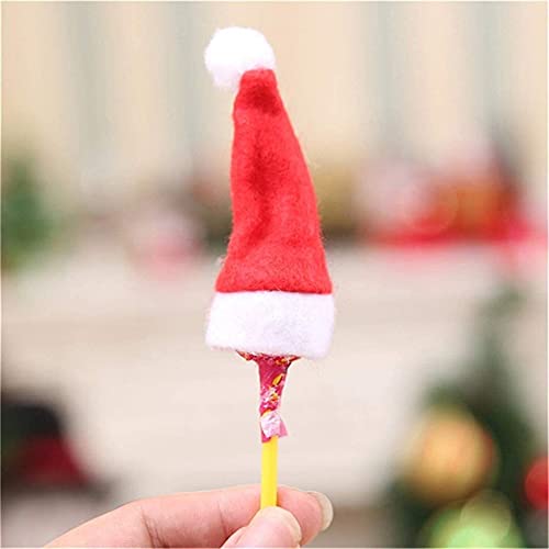 FLYAND 10pcs Mini DIY Navidad Sombrero Lollipop del Caramelo de Sombrero de Santa Claus Sombrero Crafts Navidad de la muñeca