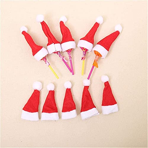 FLYAND 10pcs Mini DIY Navidad Sombrero Lollipop del Caramelo de Sombrero de Santa Claus Sombrero Crafts Navidad de la muñeca