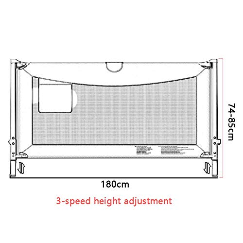 FMEZC Riel de Cuna Baranda Larga para bebés Baranda de Malla para niños, Elevación de un botón, Rosa, Altura 74-85cm (Color: Style2, Tamaño: 180CM)