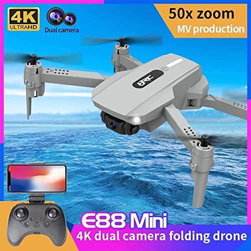 FMHCTN Drone Mini Drone Plegable con Cámara Dual 4K HD, 4K WiFi FPV RC Quadcopter Altura de Rotación de Alta Velocidad Drones con Cámara para Adultos Niños (2 Baterías)