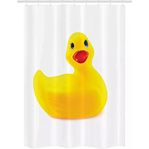 Fmiljiaty Cortina Ducha Puesto Pato Goma Juguete Pato chillón Amarillo Divertido baño Burbujas Animal habitación niños Patito Tela Estampada decoración baño -180 * 180CM