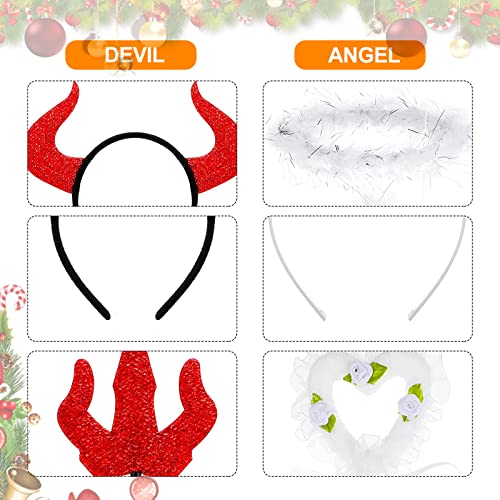 Fmlkic Juego de Diadema con Cuernos de ángel y Diablo,Accesorios de disfraces de ángeles y demonios para Halloween Navidad Cosplay Fiesta Accesorios de disfraces