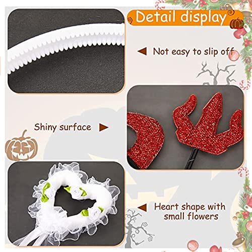 Fmlkic Juego de Diadema con Cuernos de ángel y Diablo,Accesorios de disfraces de ángeles y demonios para Halloween Navidad Cosplay Fiesta Accesorios de disfraces