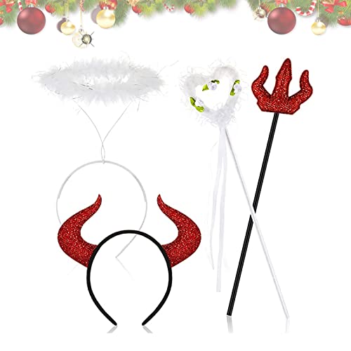 Fmlkic Juego de Diadema con Cuernos de ángel y Diablo,Accesorios de disfraces de ángeles y demonios para Halloween Navidad Cosplay Fiesta Accesorios de disfraces