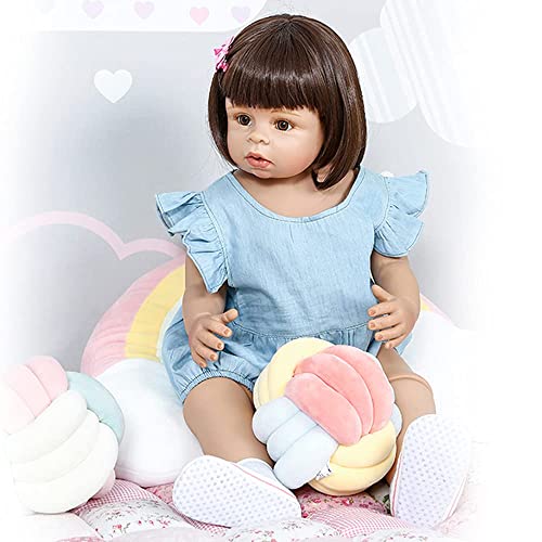 FMONH 70Cm Reborn Baby Toddler Doll Pelo Corto Chica Bola Articulada Muñeca Suave De Cuerpo Completo Muñeca De Silicona Juguete De Baño para Niños Cumpleaños