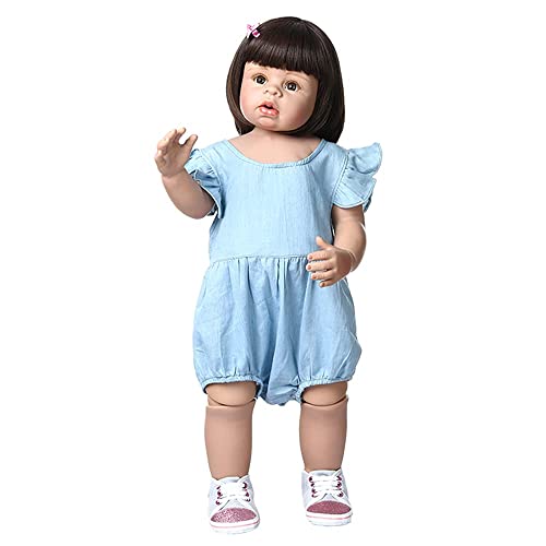 FMONH 70Cm Reborn Baby Toddler Doll Pelo Corto Chica Bola Articulada Muñeca Suave De Cuerpo Completo Muñeca De Silicona Juguete De Baño para Niños Cumpleaños