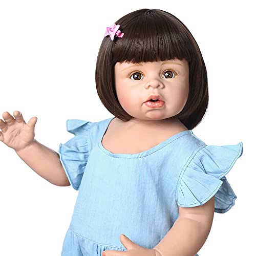 FMONH 70Cm Reborn Baby Toddler Doll Pelo Corto Chica Bola Articulada Muñeca Suave De Cuerpo Completo Muñeca De Silicona Juguete De Baño para Niños Cumpleaños