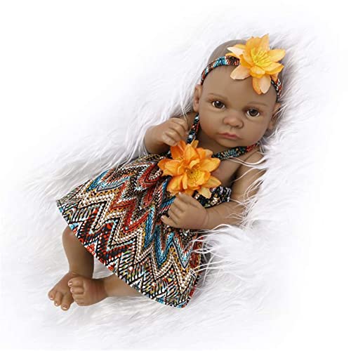 FMONH Bebe Reborn Doll 10 Pulgadas Realista Recién Nacido Linda Tez Oscura Reborn Baby Muñeca De Vinilo Juguete De Regalo para Niños Cumpleaños Navidad Regalo del Día De Los Niños (Niño)