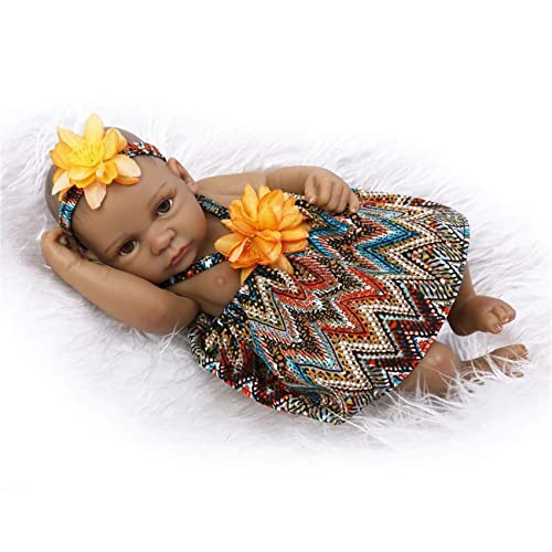 FMONH Bebe Reborn Doll 10 Pulgadas Realista Recién Nacido Linda Tez Oscura Reborn Baby Muñeca De Vinilo Juguete De Regalo para Niños Cumpleaños Navidad Regalo del Día De Los Niños (Niño)