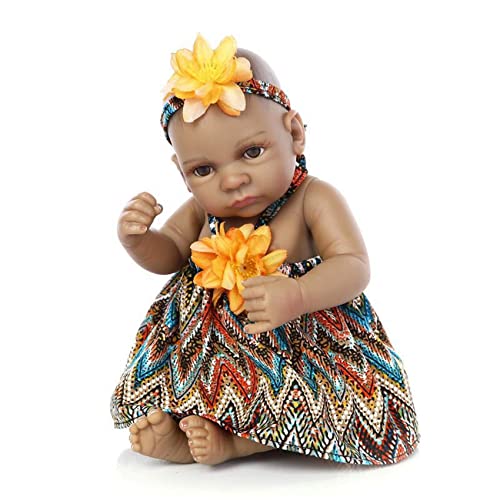 FMONH Bebe Reborn Doll 10 Pulgadas Realista Recién Nacido Linda Tez Oscura Reborn Baby Muñeca De Vinilo Juguete De Regalo para Niños Cumpleaños Navidad Regalo del Día De Los Niños (Niño)