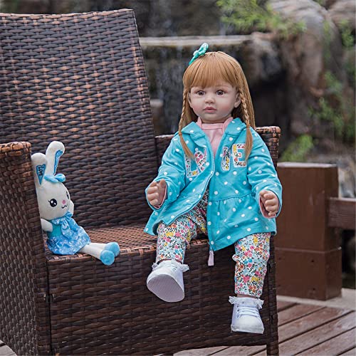 FMONH Suave Silicona Reborn Baby Doll 60 Cm Realista Princesa 24 Pulgadas Cuerpo De Tela Reborn para Niña Regalo De Cumpleaños Regalo para Niños Juguete De Baño