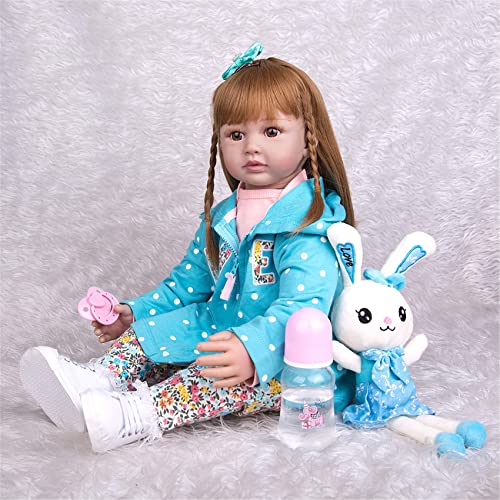 FMONH Suave Silicona Reborn Baby Doll 60 Cm Realista Princesa 24 Pulgadas Cuerpo De Tela Reborn para Niña Regalo De Cumpleaños Regalo para Niños Juguete De Baño