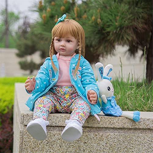 FMONH Suave Silicona Reborn Baby Doll 60 Cm Realista Princesa 24 Pulgadas Cuerpo De Tela Reborn para Niña Regalo De Cumpleaños Regalo para Niños Juguete De Baño