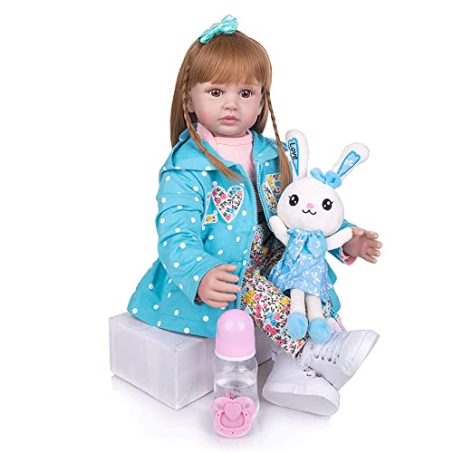 FMONH Suave Silicona Reborn Baby Doll 60 Cm Realista Princesa 24 Pulgadas Cuerpo De Tela Reborn para Niña Regalo De Cumpleaños Regalo para Niños Juguete De Baño