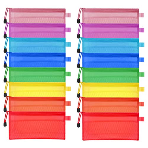 FOCCTS Conjunto de 16 piezas Sobre para formatos de oficina Bolsas de archivo con cremallera Porta documentos con sobre Sobres para cosméticos Oficinas Suministros Accesorios de viaje 8 colores