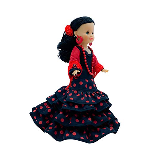 Folk Artesanía Exclusiva muñeca Sintra 40 cm Vestido Regional Flamenca Andaluza Gala con Cola edición Limitada, Fabricada en España Similar Nancy