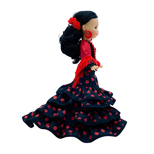 Folk Artesanía Exclusiva muñeca Sintra 40 cm Vestido Regional Flamenca Andaluza Gala con Cola edición Limitada, Fabricada en España Similar Nancy