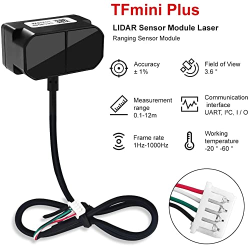 FOLOSAFENAR Lidar TFmini Plus Accesorios para Drones | Sensor LIDAR de un Solo Punto para Arduino | 0.1-12m, 1-1000Hz, IP65 a Prueba de Agua