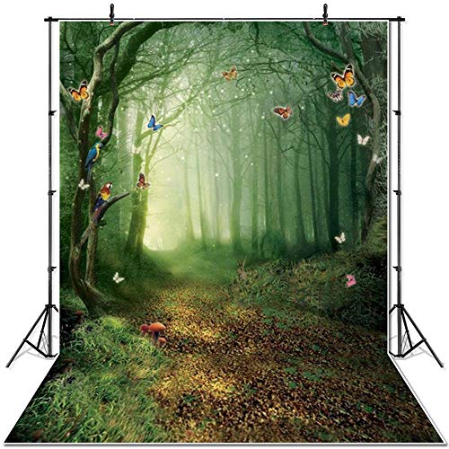 Fondo de Paisaje de Primavera País de Las Maravillas Pastizales Cuento de Hadas Bosque Niños Setas recién Nacidas Elfos Flores Photocall Banner A6 10x7ft / 3x2.2m