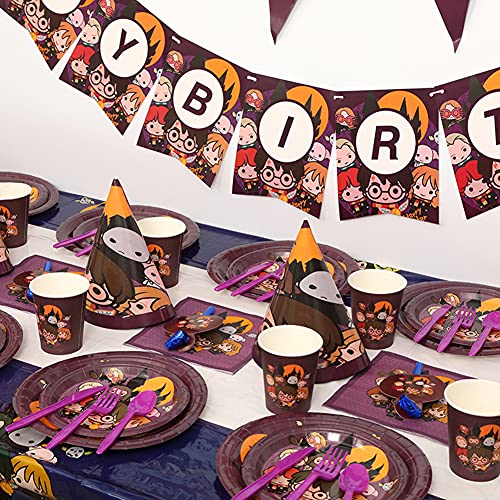 Forfamy Decoración Vajilla para Fiesta de cumpleaños (20 Personas) - Platos, Tazas, Servilletas, Pancartas, Alegre Cumpleaños para Fiesta de cumpleaños Theme Halloween