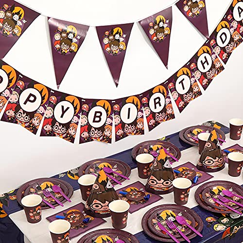 Forfamy Decoración Vajilla para Fiesta de cumpleaños (20 Personas) - Platos, Tazas, Servilletas, Pancartas, Alegre Cumpleaños para Fiesta de cumpleaños Theme Halloween