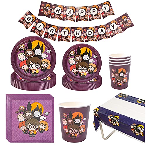 Forfamy Decoración Vajilla para Fiesta de cumpleaños (20 Personas) - Platos, Tazas, Servilletas, Pancartas, Alegre Cumpleaños para Fiesta de cumpleaños Theme Halloween