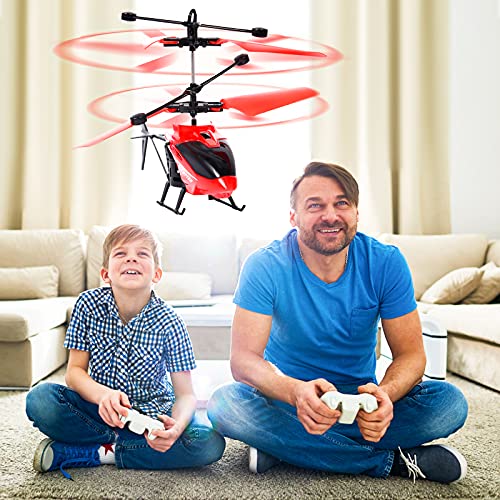 FORMIZON Helicóptero RC, Mini Helicóptero de Control Remoto con Luces LED, Despegue/Aterrizaje con un Botón Helicóptero Teledirigido para Interior y Exterior, Juguete de Regalo para Niños (Rojo)