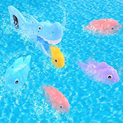 FORMIZON Juguetes Bañera, Juguetes de baño de Peces, 4 Peces Pequeños Marinos Juguetes de Baño Bebe, Juegos de Agua para Niños Niñas (A)