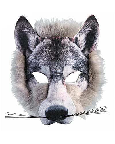 Forum Novelties X78180 Máscara de piel realista de lobo unisex, adulto, gris, talla única