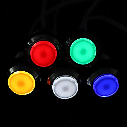 Fosiya 2 Jugador Arcade DIY Kit Arcade Ellipse Oval Style 8 Ways Bat Joystick + LED Chrome Arcade Botones para Videojuegos Mame PC Windows Raspberry Pi 3 4 (Mix Color)