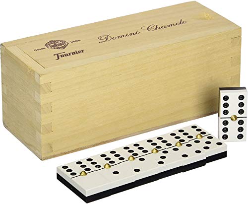 Fournier- DOMINO CHAMELO CELULOIDE CAJA MADERA, Color marrón (F06573)