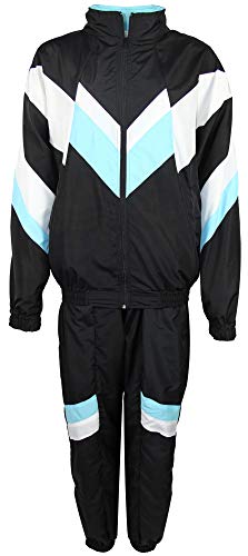 Foxxeo Disfraz de los años 80 para adultos Premium 80s, chándal asistido para hombre, tallas S-XXXXL, color negro, blanco, azul bebé, talla XL