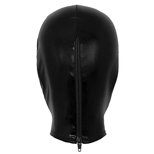 Freebily Pasamontaña Capucha Casco Máscara Disfraz de Fiesta Estirable Permeable al Aire para Adulto Mujer Hombre Cosplay Negro de Látex Talla Única