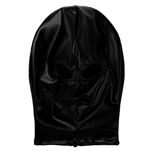 Freebily Pasamontaña Capucha Casco Máscara Disfraz de Fiesta Estirable Permeable al Aire para Adulto Mujer Hombre Cosplay Negro de Látex Talla Única