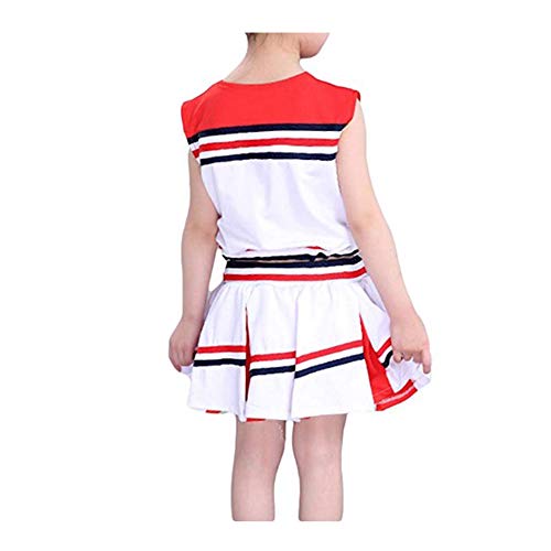 Freebily Traje Disfraz de Animadora Niñas Uniforme Escolar Conjunto Brillo de Animación Cerebración Tank Top sin Mangas Falda Plisada con Calcetines Infantes Rojo 10-12 Años