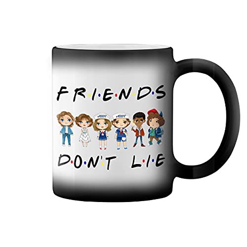 Friends Dont Lie Anime Kawaii Stranger Things Taza de café negro mágico Mug