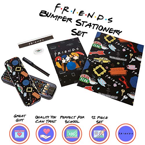 Friends Estuche Escolar, Kit Material Escolar Con Libretas Bonitas, Goma De Borrar Y Bolígrafo Original, Set Papelería Para Adolescentes y Adultos Fans de la Serie