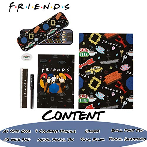 Friends Estuche Escolar, Kit Material Escolar Con Libretas Bonitas, Goma De Borrar Y Bolígrafo Original, Set Papelería Para Adolescentes y Adultos Fans de la Serie