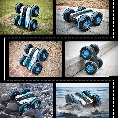 FSTgo Juguetes navideños Coche/Barco RC Coches a Control Remoto Piscina Agua Juguete de Regalo Off Road Rock Crawler 4WD 2.4Ghz A Prueba de Agua Stunt Vehículos controlados por Radio