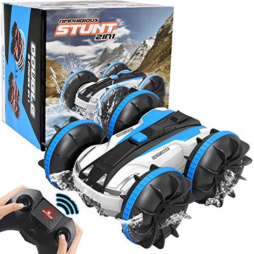 FSTgo Juguetes navideños Coche/Barco RC Coches a Control Remoto Piscina Agua Juguete de Regalo Off Road Rock Crawler 4WD 2.4Ghz A Prueba de Agua Stunt Vehículos controlados por Radio