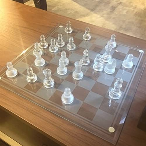 FTFTO K9 Crystal Clear Chess Set Crystal Checkerboard Glass Chess Pieces for Crystal Chess Board Youth Adults Play Set Board Set (Color : Clear Size : Large)