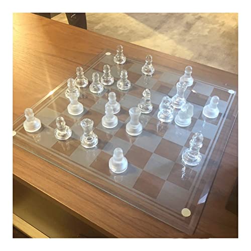 FTFTO K9 Crystal Clear Chess Set Crystal Checkerboard Glass Chess Pieces for Crystal Chess Board Youth Adults Play Set Board Set (Color : Clear Size : Large)