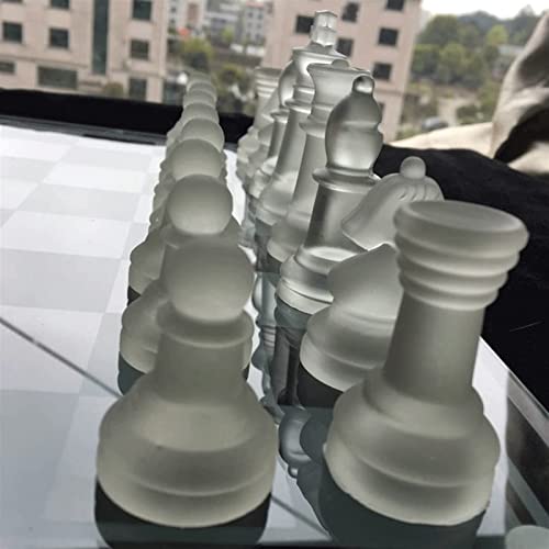 FTFTO K9 Crystal Clear Chess Set Crystal Checkerboard Glass Chess Pieces for Crystal Chess Board Youth Adults Play Set Board Set (Color : Clear Size : Large)