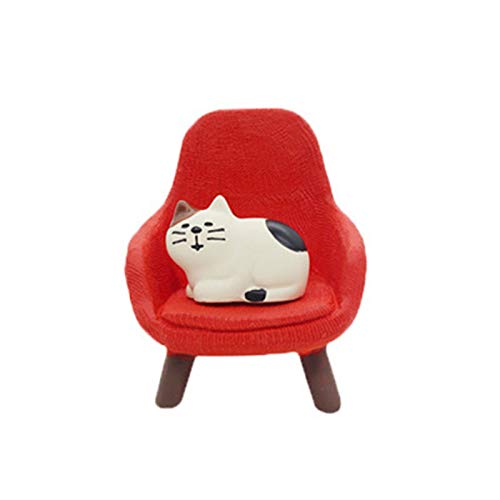 fuchsiaan Accesorio para muebles de casa de muñecas, súper lindo gato de dibujos animados sofá silla casa de muñecas miniatura sala de muñecas decoración de escritorio adorno de juguete - rojo