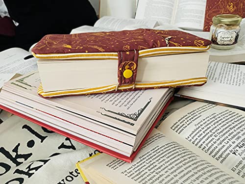 Funda artesanal mediana de solapa para libros y tablets de HERMIONE + marcapáginas de regalo, funda de algodón ecológico, acolchada, Harry Potter. Regalo ideal para adolescentes