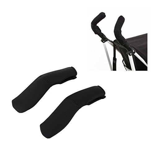 Funda de Agarre para Cochecito de Bebé Carros Poussette Manija Protectora Cubierta Neopreno Negro 2Pcs