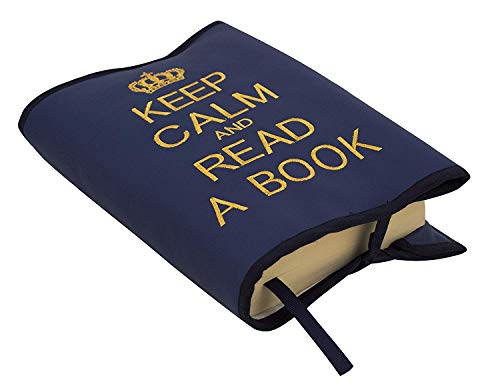 Funda Protectora para Libros y agendas Personalizada con Nombre. Keep Calm and Read a Book (Marino/Dorado)