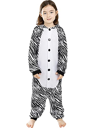 Funidelia | Disfraz de Cebra Onesie para niño y niña Talla 10-12 años ▶ Animales - Color: Blanco - Divertidos Disfraces y complementos para Carnaval y Halloween